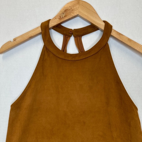 Zara Brown Suede Laser Cut Tank Top size Small - Picture 3 of 8